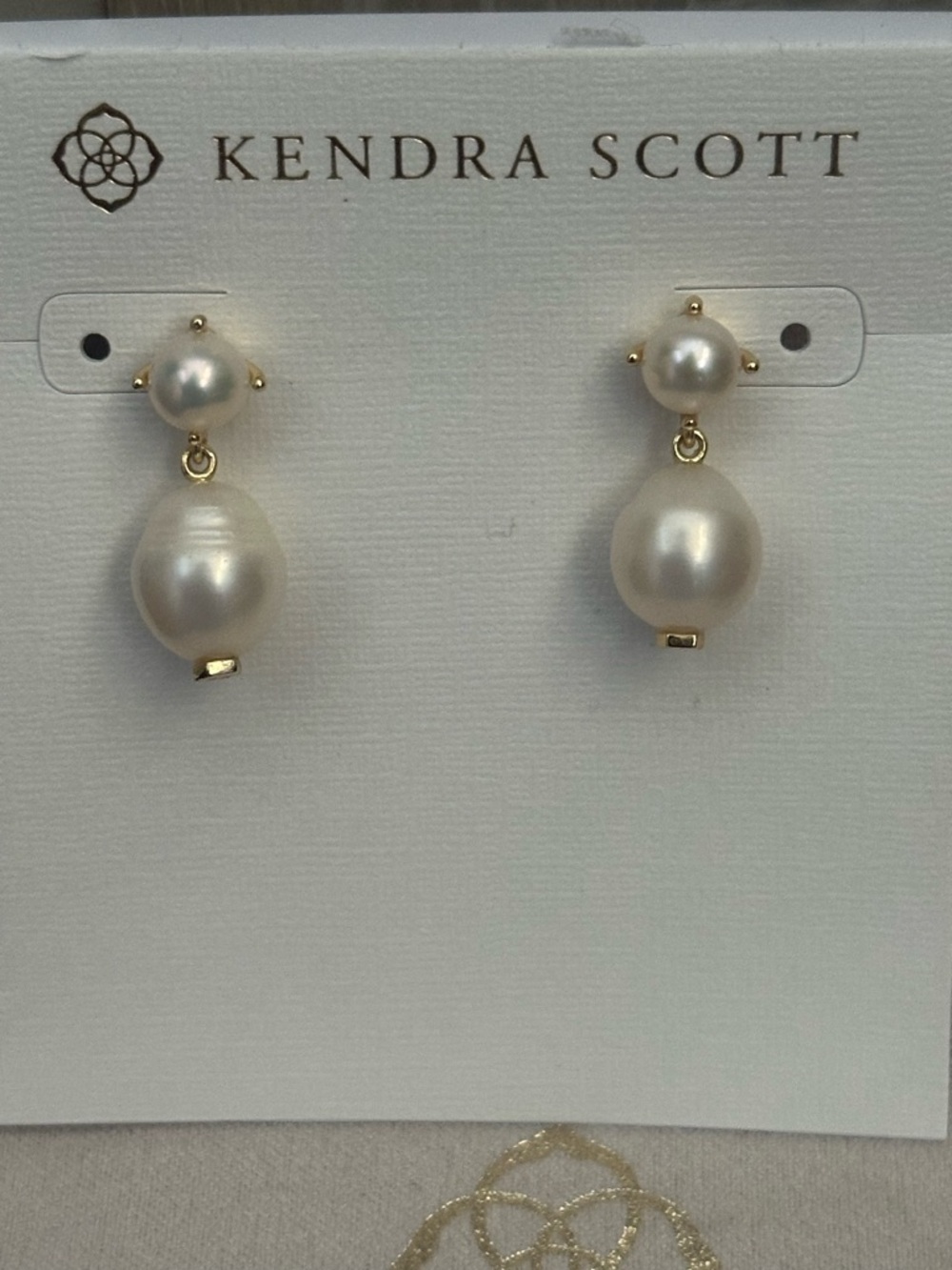 Kendra Scott Eve Freshwater Pearl Double Drop Earrings in Gold - Picture 3 of 4